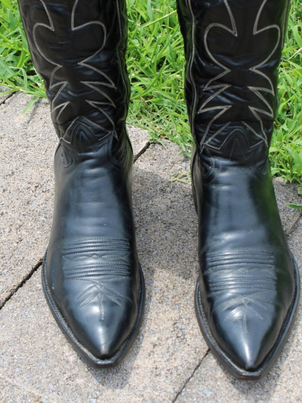 Tony Lama black calfskin stovepipe Men's Western Cowboy Boots Size 9.5B